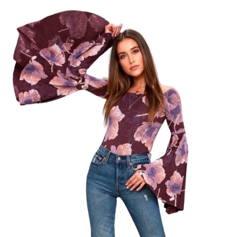Free People Birds of Paradise Bell Sleeve Off the Shoulder Top